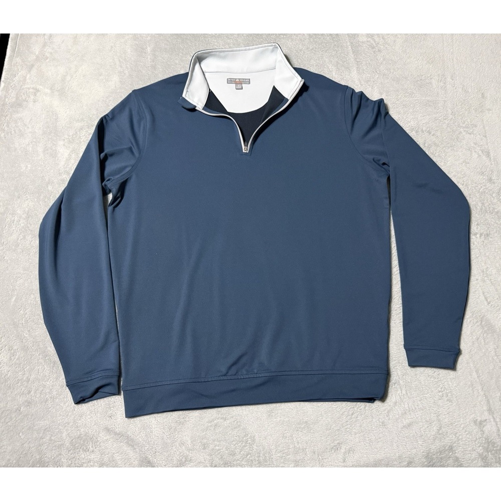 Peter Millar Wicking Mens Medium Blue 1/4 Zip Golf Stretch Long Sleeve